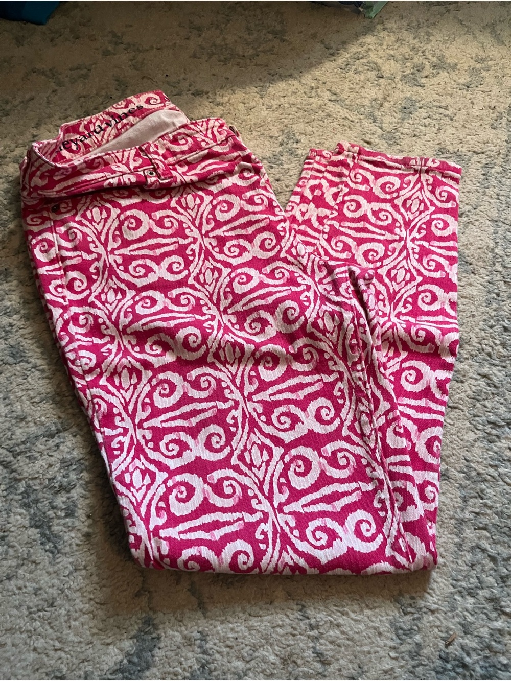 Vineyard Vines Pink and White Swirl Pattern Denim